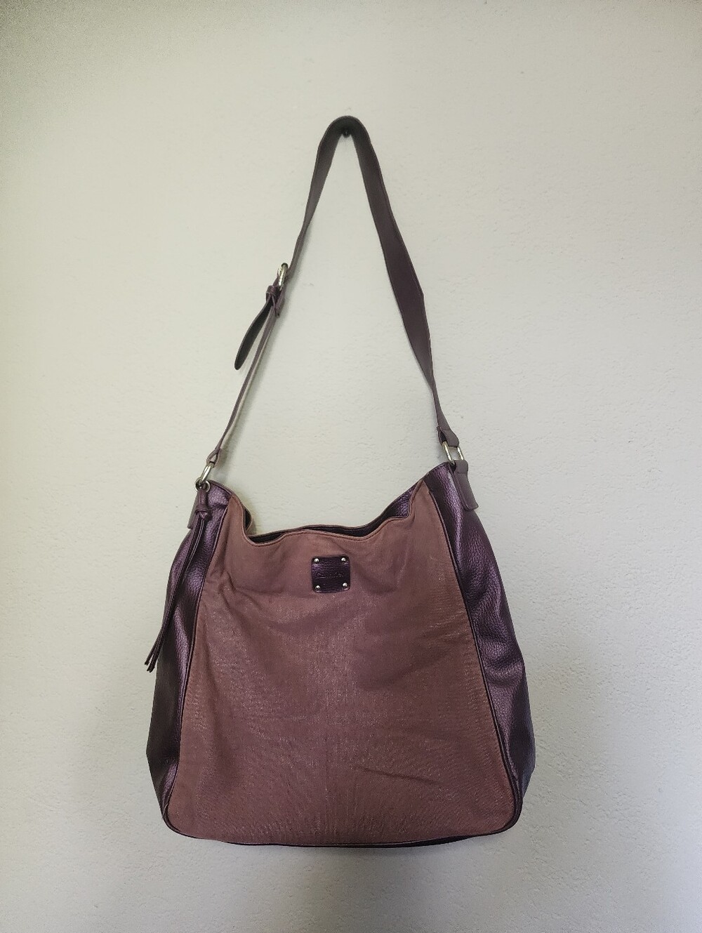 Calvin Klein Two-Tone Brown and Deep Plum Shoulder Bag